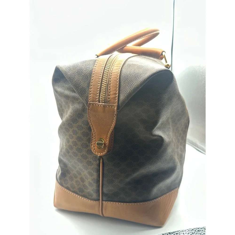 Vintage Celine Macadam Canvas Boston Bag XL Weekender Travel Duffle Carry-On - Picture 5 of 15